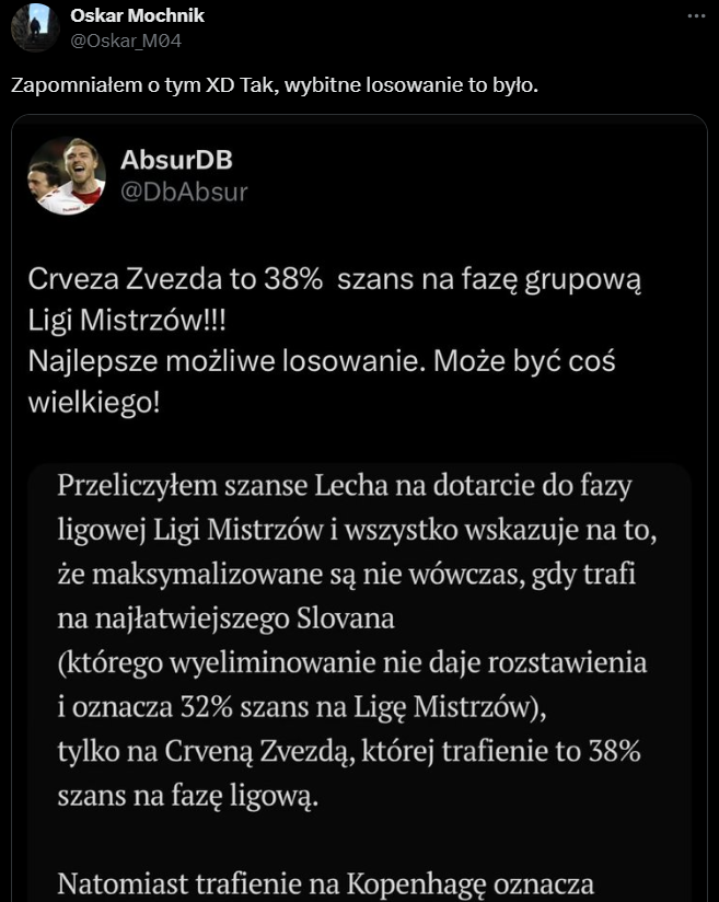 Pamiętne SZANSE Lecha na LIGĘ MISTRZÓW po wylosowaniu Crvenej zvezdy xD